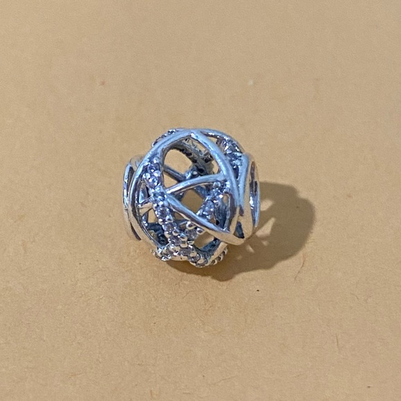 Pandora Sparkling Lines Openwork Charm , New . - Picture 2 of 9
